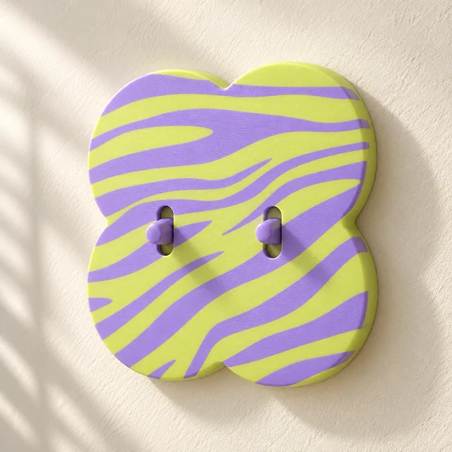 Lime wavy cover with lilac stripes and two tabs